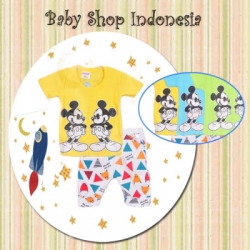 large setelan baju bayi mickey mouse kuning